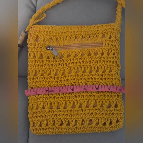 Delia's Yellow Straw Crossbody Bag With Tassle - Picture 7 of 8